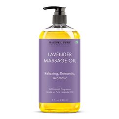 MAJESTIC PURE Lavendel-Massageöl für die Massagetherapie – Erfrischend und entspannend – Natürliche Öle mit ätherischem Lavendelöl – für alle Hauttypen – Männer und Frauen – 236 ml
