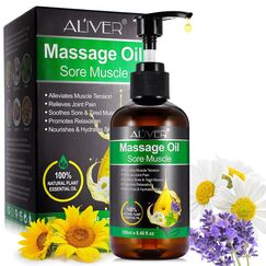 Massageöl für Muskelentspannung Gelenkschmerzen Linderung, Lavendel Peppermint Massage Oil körper Erwärmen, Entspannen, Feuchtigkeitsspenden 250ML