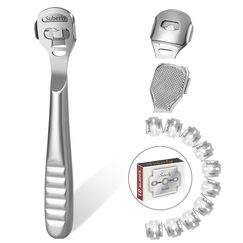 URAQT Hornhauthobel Edelstahl, Fußschaber Rasierer, Fußfeile Raspelfeilen Abgestorbener Hautentferner mit 1 Ersatzklingen für Fußpflege Pediküre