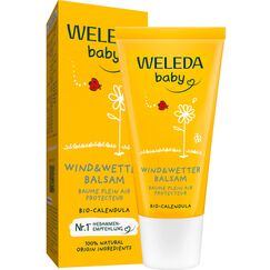WELEDA Bio Baby Calendula Wind & Wetter Balsam - Naturkosmetik Gesichtscreme & Handcreme mit Mandelöl & Sesamöl zum Schutz empfindlicher & trockener Baby Haut vor rauer Witterung & Kälte (1x 30 ml)