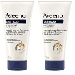 Aveeno Skin Relief Feuchtigkeitsspendende Handcreme (75 ml), parfümfreie Handcreme für sehr trockene Hände, natürliche Hautpflege mit beruhigendem Hafer & Sheabutter, vegan* (Packung mit 2)
