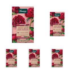 Kneipp Badekristalle Kleiner Gruß von Herzen, Badesalz mit Tiefensalz und der Kombination aus Pfingstrosenextrakt und pflegendem Kamelienöl, ein Moment der Geborgenheit, 60g (Packung mit 5)