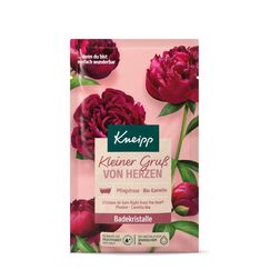 Kneipp Badekristalle Kleiner Gruß von Herzen, Badesalz mit Tiefensalz und der Kombination aus Pfingstrosenextrakt und pflegendem Kamelienöl, ein Moment der Geborgenheit, 60g