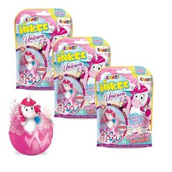 INKEE UNICORN BEACH | 3er Set Einhorn Badekugeln mit Überraschung, 3x kinder Badebomben mit Einhornfigur, Pop Corn Aroma, 3er Pack