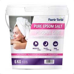 Puerto Verde • Epsom Salz 6 Kg. Konzentrierte Magnesium Quelle. Bittersalz aus 100% Natürlichem Ursprung. Badesalz für Muskelkater, Stressabbau & Guten Schlaf. Europäische Produktion.