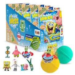 INKEE SpongeBob 5er Pack - Badebomben Kinder mit Überraschung - SpongeBob Schwammkopf Figuren zum Sammeln - 5x Badekugeln 80g mit Burgergummi-Aroma und Jojobaöl, Türkis oder Gelb