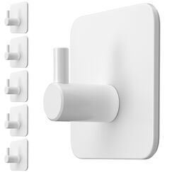 Menz Handtuchhalter ohne Bohren, 6 Haken im Set, weiß – Wasserfeste Klebehaken, Edelstahl Handtuchhaken für Bad, hochwertige Haken selbstklebend, Badezimmer Handtuchhalter mit hoher Tragkraft