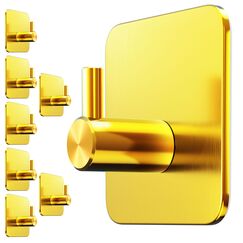 Menz Handtuchhalter ohne Bohren, 8 Haken im Set, golden – Wasserfeste Klebehaken, Edelstahl Handtuchhaken für Bad, hochwertige Haken selbstklebend, Badezimmer Handtuchhalter mit hoher Tragkraft