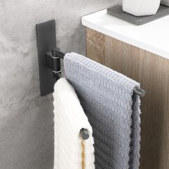 OETAMS Handtuchhalter Ohne Bohren Schwarz 180° Schwenkbar 22CM Handtuchstange Selbstklebend Handtuchhalter 304 Edelstahl Badetuchhalter Doppelter Habdtuchhalterung