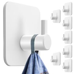 4smile Handtuchhalter ohne Bohren, 8er Set - Weiße Edelstahl Klebehaken als Handtuchhaken, wasserdichte Haken selbstklebend - Rostfreie Badezimmer Handtuchhalter, Haken für Bad und Küche