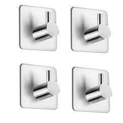 Feligio Haken Selbstklebend 4 Stück Klebehaken Edelstahl SUS304 Wandhaken Selbstklebend für Bad Küche Toilette Büro