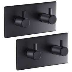 Aikzik Handtuchhalter ohne Bohren, 2er Set, Badezimmer Handtuchhalter aus Edelstahl, Klebehaken extra stark, Selbstklebend Haken für Bad und Küche, Schwarz