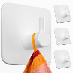 Menz Handtuchhaken ohne Bohren, 4er Pack – Extra starke Handtuchhalter ohne Bohren, Klebehaken Edelstahl, Haken selbstklebend mit wasserfesten Klebepads, Badezimmer Handtuchhalter, Fb. Weiß