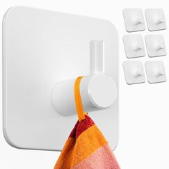Menz Handtuchhaken ohne Bohren, 6er Pack – Extra starke Handtuchhalter ohne Bohren, Klebehaken Edelstahl, Haken selbstklebend mit wasserfesten Klebepads, Badezimmer Handtuchhalter, Fb. Weiß