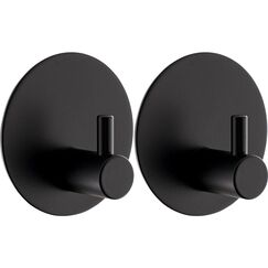 Klebehaken Extra Stark 2 Stück, Haken Selbstklebend Ohne Bohren Mit Klebepads Klebehaken Badezimmer Edelstahl SUS 304 Runde Haken Wasserdicht Handtuchhaken Haken Für Bad Toilette Küche (Schwarz)