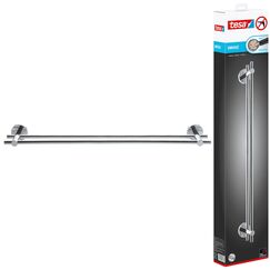 tesa SMOOZ Doppel-Handtuchstange, verchromt - Badetuchhalter mit 2 Stangen - zur Wandbefestigung ohne Bohren, inkl. Klebelösung - 640mm x 50mm x 115mm