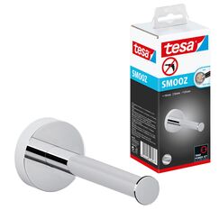 tesa SMOOZ Ersatzrollenhalter für Toilettenpapier, verchromt - zur Wandbefestigung ohne Bohren, inkl. Klebelösung - 50 mm x 50 mm x 125 mm