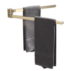 BGL Handtuchhalter Gold, Edelstahl, Wandmontage, Handtuchhalter mit 2 Schwenkstangen