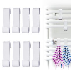 Fengxunzmm 8 Stück Haken für Rundheizkörper, Haken zum Einhängen für Heizkörper, Handtuchhalter Heizung, S Haken Kunststoff zum Aufhängen, für alle Standard Radiator, Weiß