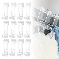 Fengxunzmm 12 Stück Haken für Rundheizkörper, Haken zum Einhängen für Heizkörper, Handtuchheizkörper Haken, S Haken Kunststoff zum Aufhängen, für alle Standard Radiator, Transparent