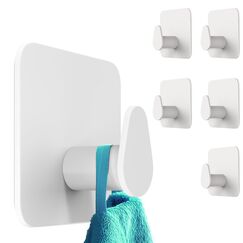 4smile Klebehaken oval - Handtuchhalter ohne Bohren - 6er Set Weiß