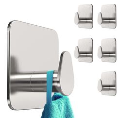 4smile Klebehaken oval - Handtuchhalter ohne Bohren - 6er Set Edelstahl