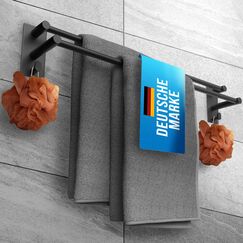 LOBUX® - Handtuchhalter ohne Bohren schwarz – 60cm, Edelstahl rostfrei – Handtuchhalter Bad doppelt, selbstklebend – Handtuchstange, Badetuchhalter mit 2 Handtuchhaken – Badezimmer, Duschwand, Küche