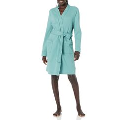 Amazon Essentials Damen Leichter Waffel-Bademantel, Mittellang (Erhältlich In Übergröße), Grünblau, L