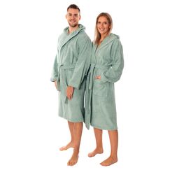 Lavea® Mexico – Bademantel Damen & Herren aus 100% Baumwolle – weicher Frottee Morgenmantel mit Kapuze, Unisex Design, Ideal für Sauna & Zuhause, saugstark & pflegeleicht