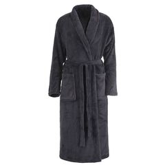Brandsseller Unisex Bademantel Mikrofaser L/XL – Weicher Morgenmantel mit Schalkragen für Damen & Herren – Hausmantel ideal für Zuhause, Reise & Spa – Anthrazit
