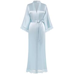 BABEYOND Damen Morgenmantel Lang Kurz Einfarbiger Bademantel Spitzen Ärmel Seide Satin Kimono Kleid Damen Sommer Robe Reine Farbe Schlafmantel