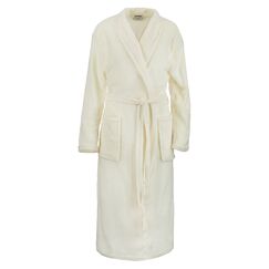 Brandsseller Unisex Bademantel Mikrofaser S/M – Weicher Morgenmantel mit Schalkragen für Damen & Herren – Hausmantel ideal für Zuhause, Reise & Spa – Creme