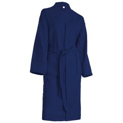Brandsseller Unisex Bademantel aus Baumwolle M – Leichter Morgenmantel aus Waffel-Piqué für Damen & Herren – Saunamantel/Hausmantel für Wellness & Zuhause - Navy