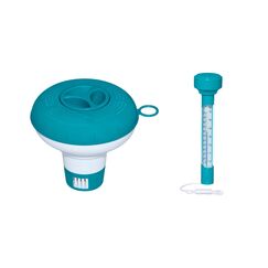Bestway Flowclear | Dosierschwimmer Thermo-Set | 12,5 cm Ø | schwimmendes Poolthermometer | Einfache Überwachung der Wasserthemeratur | Poolwasser sauber und kristallklar