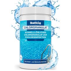 Chlor Pool Granulat 1kg zur Schockchlorung - Schnelllösliches Granulat für einen klaren Pool zur Erstanwendung