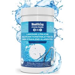BlueViking Chlortabletten für Pool 5 in 1 - Hochwirksame Multitabs Pool 20g im 1kg Eimer - Chlor Pool Tabletten in EU Premium-Qualität - Einfache, Sichere und Effiziente Poolpflege