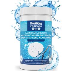 BlueViking Chlortabletten für Pool 5 in 1 - Hochwirksame Multitabs Pool 200g im 1kg Eimer - Chlor Pool Tabletten in EU Premium-Qualität - Einfache, Sichere und Effiziente Poolpflege