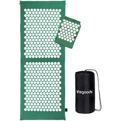 LifeGoods Akupressurmatte XL Mit Kissen - Akkupressmatte - Akkupressurmatte+ - Akupressur Matte - Akupunktur Matte - Massagematte - Rücken - Stachelmatte - Fakirmatte - Nagelmatte - Acupressure Mat
