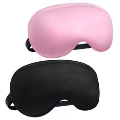 Audamp Schlafmaske Augenmaske Nachtmaske Verstellbarem Band Hautfreundlich Seide Ultraweiche Schlafbrille 2 Stück (Pink und Schwarz)