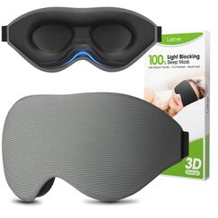 Schlafmaske für Seitenschläfer, Laitver 2025 Aktualisiertes Design 3D Lichtblockierend Augenmaske Frauen & Herren, Bequem & Atmungsaktive Druckfrei Schlafbrille mit Verstellbar Gummiband, Hellgrau