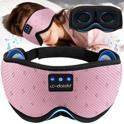 LC-dolida Schlafmaske mit Kopfhörer Bluetooth V5.4, Ultraweiche 3D Schlafkopfhörer Kopfhörer zum Schlafen für Frauen Herren,Augenmaske Schlafbrille mit Mikrofon für Reisen/Nickerchen/Yoga/Meditation