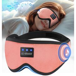LC-dolida Schlafmaske mit Kopfhörer Bluetooth V5.4, 3D Schlafkopfhörer Atmungsaktive für Frauen Herren,Augenmaske Baumwolle Waschbar Schlafbrille mit Mikrofon für Reisen/Nickerchen/Yoga/Meditation