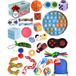 Fidget Toys Set – Anti Stress Spielzeug für Erwachsene und Kinder – French Way Skills Set zur Stressbewältigung und Konzentrationssteigerung – Enthält Pop It Stressball Fidget Cube und Akupressur Ring