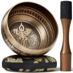Silent Mind Klangschale Ø10 cm Bronze – Handgefertigtes Komplett-Set mit Kissen und Klöppel, für Anfänger geeignet, klarer stabiler Klang, ideal für Meditation und Achtsamkeit
