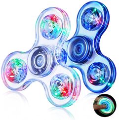 Gigilli Fidget Spinner 2 Pack, LED Light Kristalle Fidget Spinner Spielzeug Finger Toy Party Favors für Kinder, Stressabbau Anti Angst Sensorisches Spielzeug, Weiß & Blau