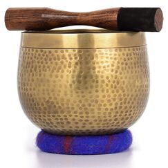 Tibetanische Klangschalen- Set - 100% von Hand in Nepal gehämmerte Klangschale für Meditation, Yoga, Chakra, Meditationszubehör, einzigartige Geschenke für Frauen, Männer (14 cm)