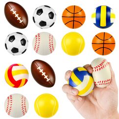 Ainiv 12 Stück Schaumstoffbälle, Stress Bälle, Mini Sportbälle, Antistressball für Schaum, Stressabbau-Ballspielzeug, Geburtstagsparty-Geschenke, Kinder und Erwachsene für Party-Verschiedene Ballstile