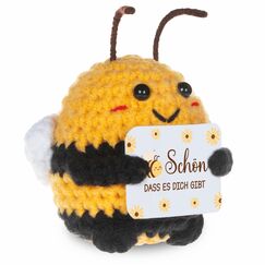 WenmthG Kleines Dankeschön Geschenk Gestrickte Positive Biene Deutsch Glücksbringer für Frauen Männer Freunde Kollegen und Famili, Bee Happy Biene Positive Kartoffel Deutsch Ersatz - 1 St