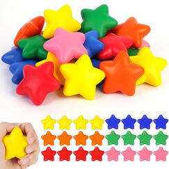 Ainiv 24 Stück Stern Antistressball, Stressbälle Schlüsselanhänger für Angst Abbauen Beruhigung Kinder Erwachsene Stern Schaum Antistressball für Schule Belohnung Student Party Tasche Füllstoffe