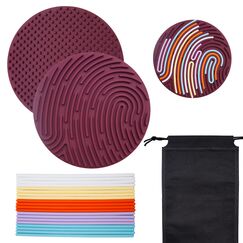 BEELUKY Sensorik Activity Board Runden Spielzeug Activity Board Sensorisches Aktivitätstafel Sensorik Spielzeug mit Reisetasche 20 Silikonstreifen für Kinder ab 3 Jahr Erwachsene Stressabbau(Rotwein)